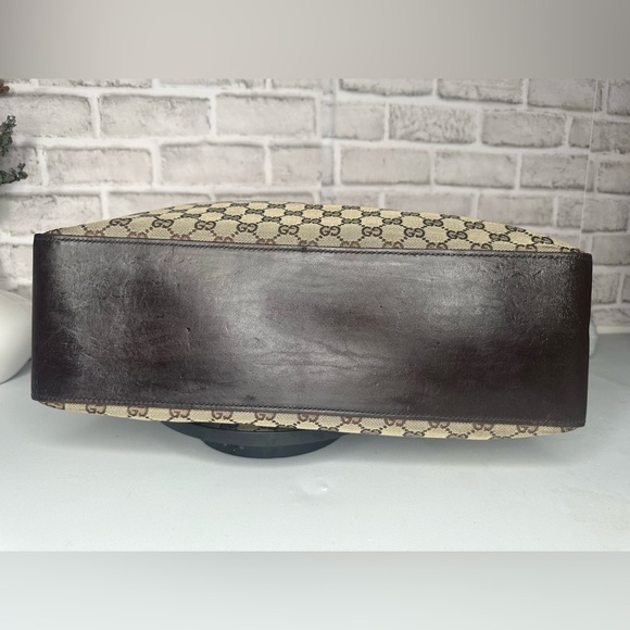 Gucci GG canvas tote bag handbag leather beige brown straps and bottom in EUC - Picture 6 of 9